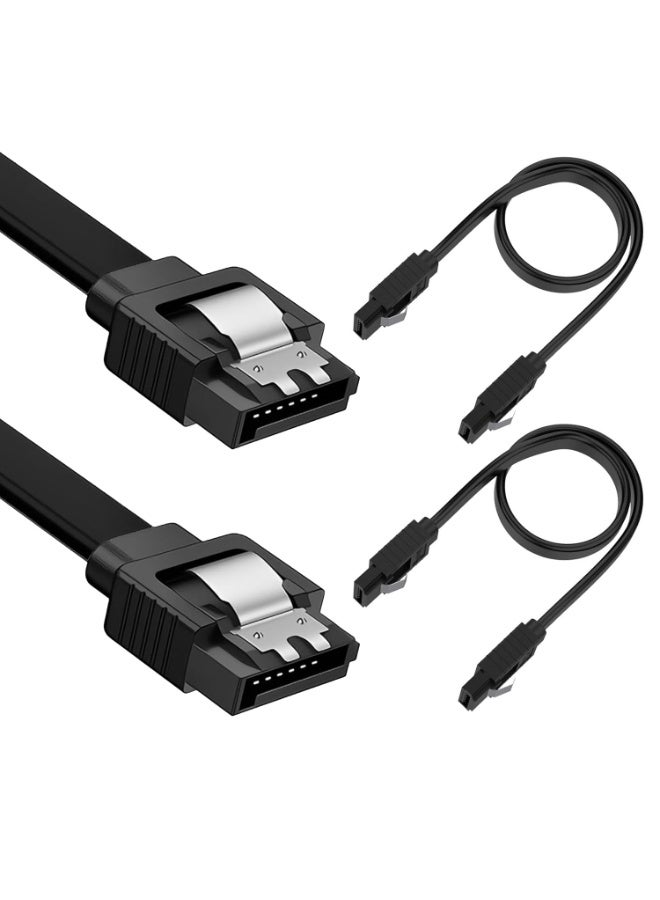 كابل SATA III، كابل بيانات HDD SDD مستقيم بسرعة 6 جيجابت في الثانية، كابل SATA 3.0 لمحرك الأقراص الصلبة SATA HDD، SSD، محرك الأقراص المضغوطة، ناسخ الأقراص المضغوطة، 15.75 بوصة، أسود، مستقيم - Image 1